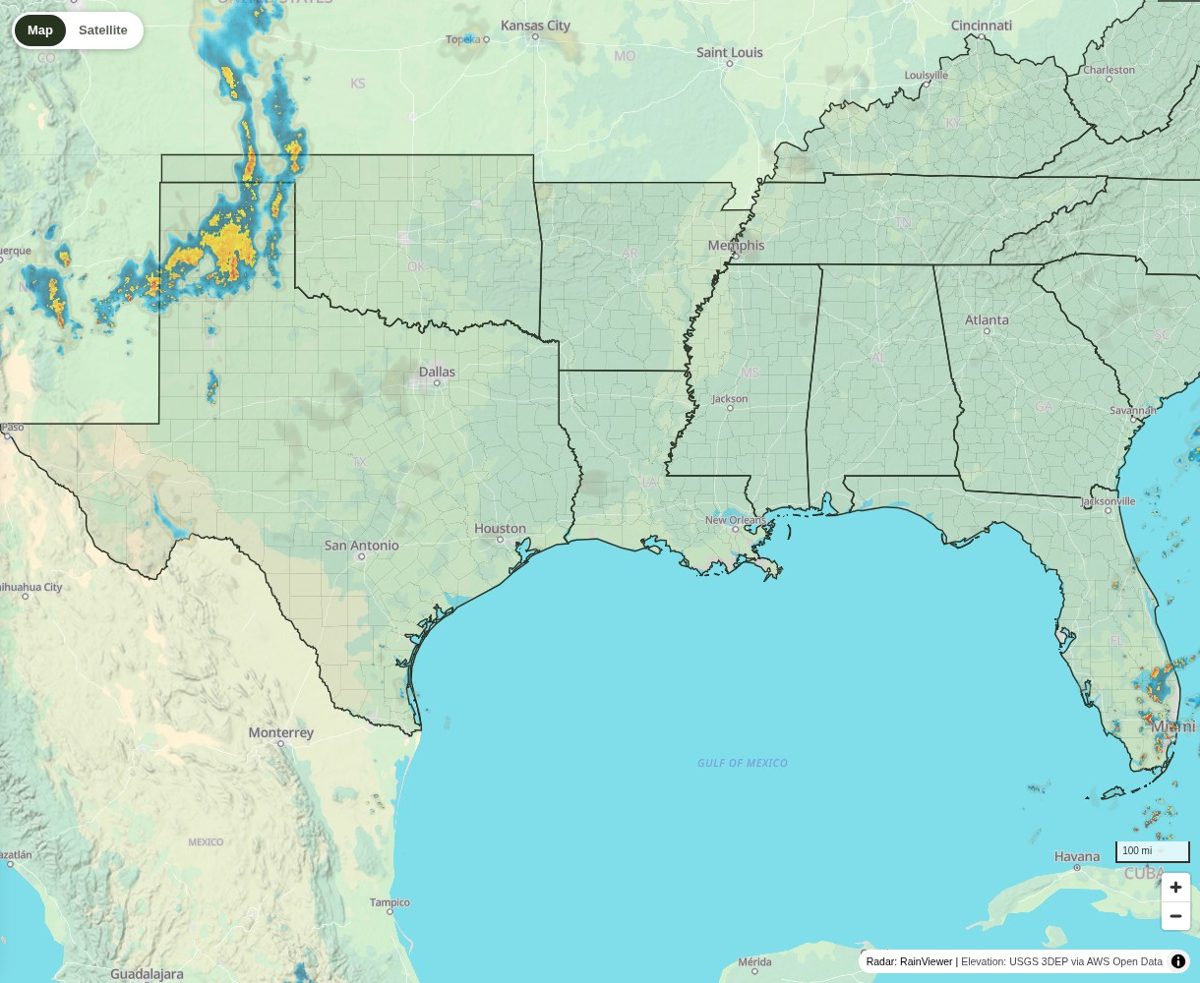 The F3 readiness map with live radar over the United States.